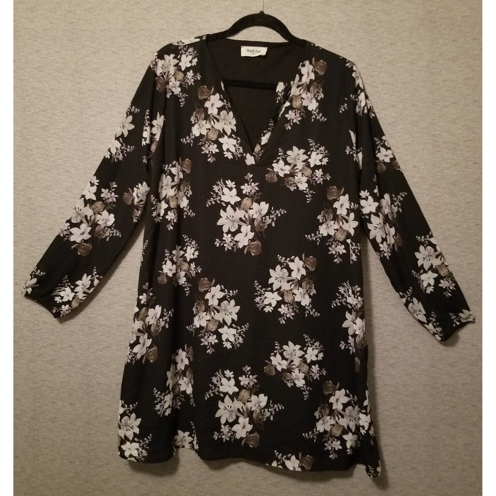 PEACH LOVE California Floral Print Dress V-Neck Babydoll‎ Flared Sleeves Boho